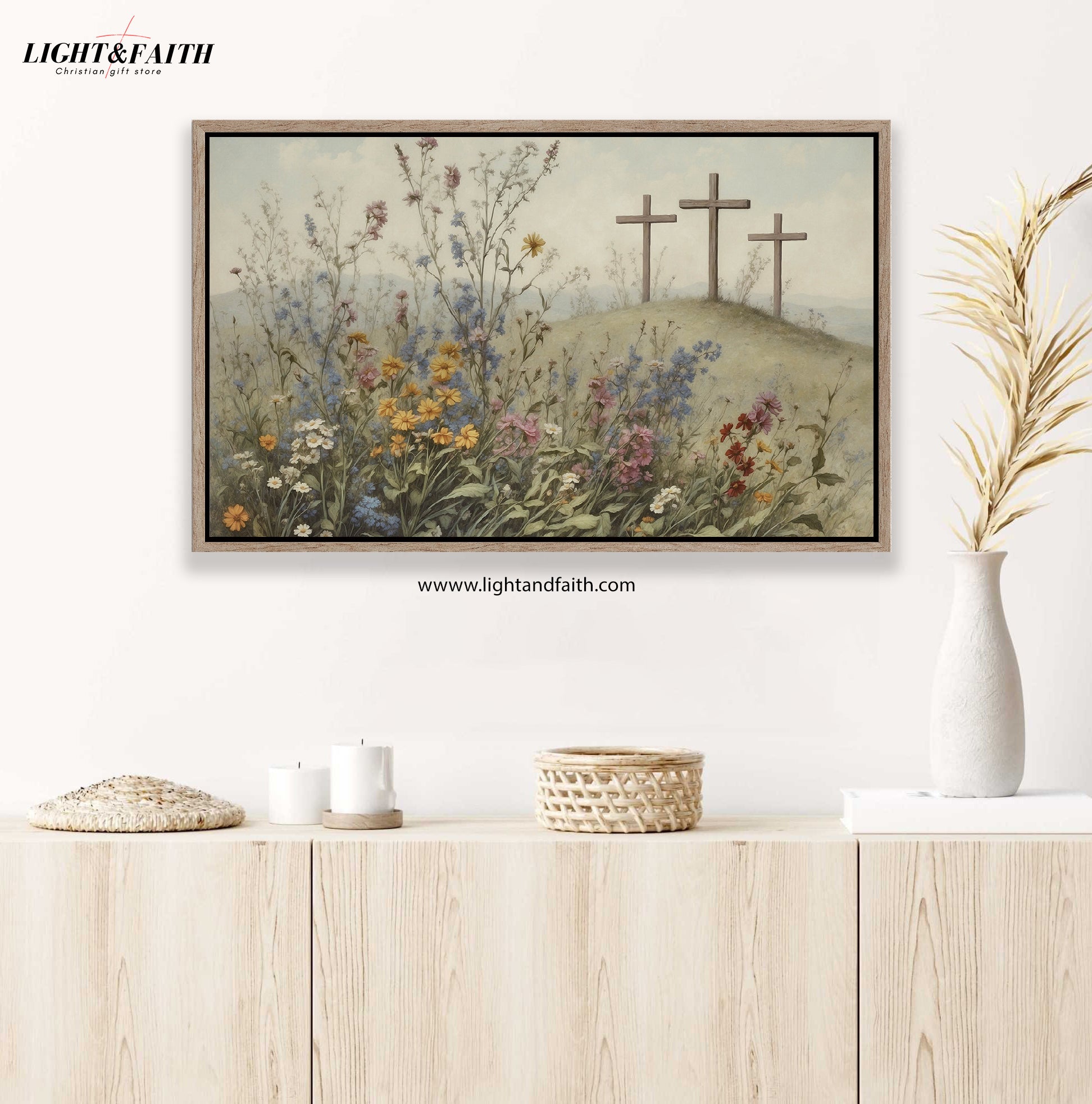 Jesus Crucifixion – It Is Finished Poster, Religious Easter Wall Art Poster, Christian 3 Crosses on Golgotha Hill Poster, Jesus Poster